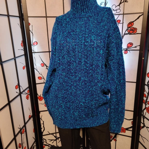 KAREN SCOTT WEAVED DEEP BLUE SOFT COZY CARDIGAN KNIT/SIZE LARGE - Picture 9 of 10